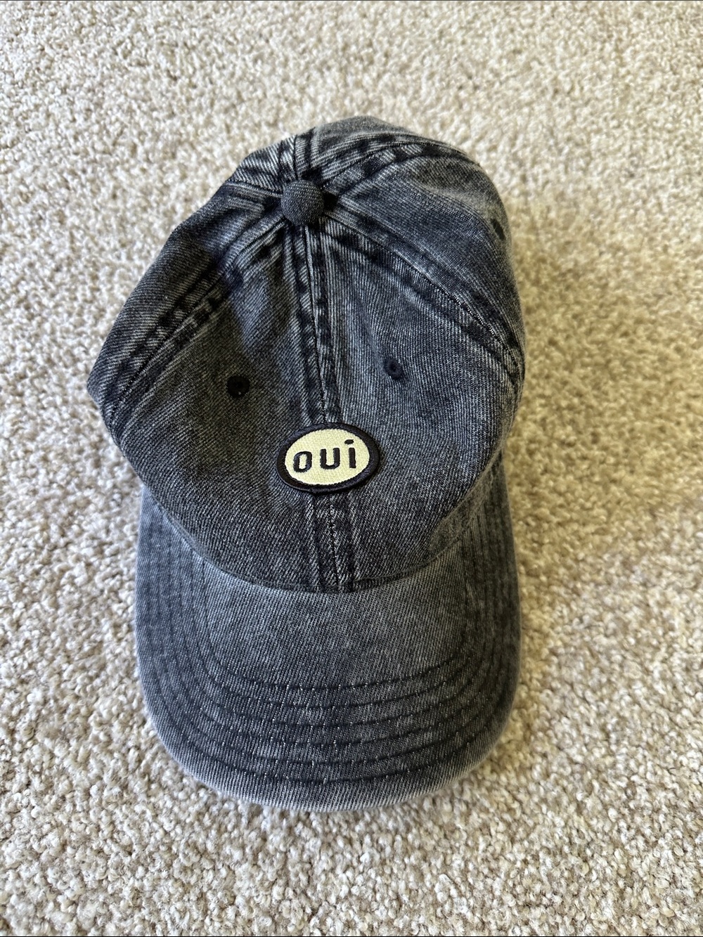 Clare V Black Washed 'oui' Patch Baseball Cap